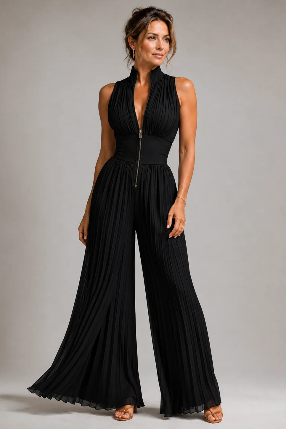 Floral Chiffon Wide Leg V-Neck Jumpsuit – Occasion