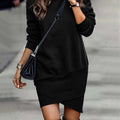 Black High Neck Knit Mini Dress