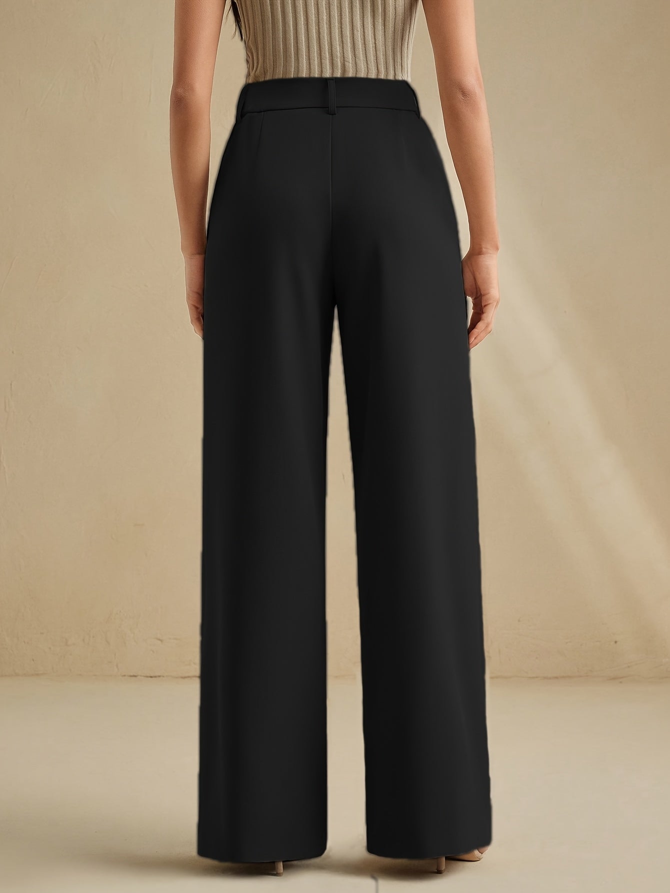 Brown pleated high-waist wide-leg Trousers