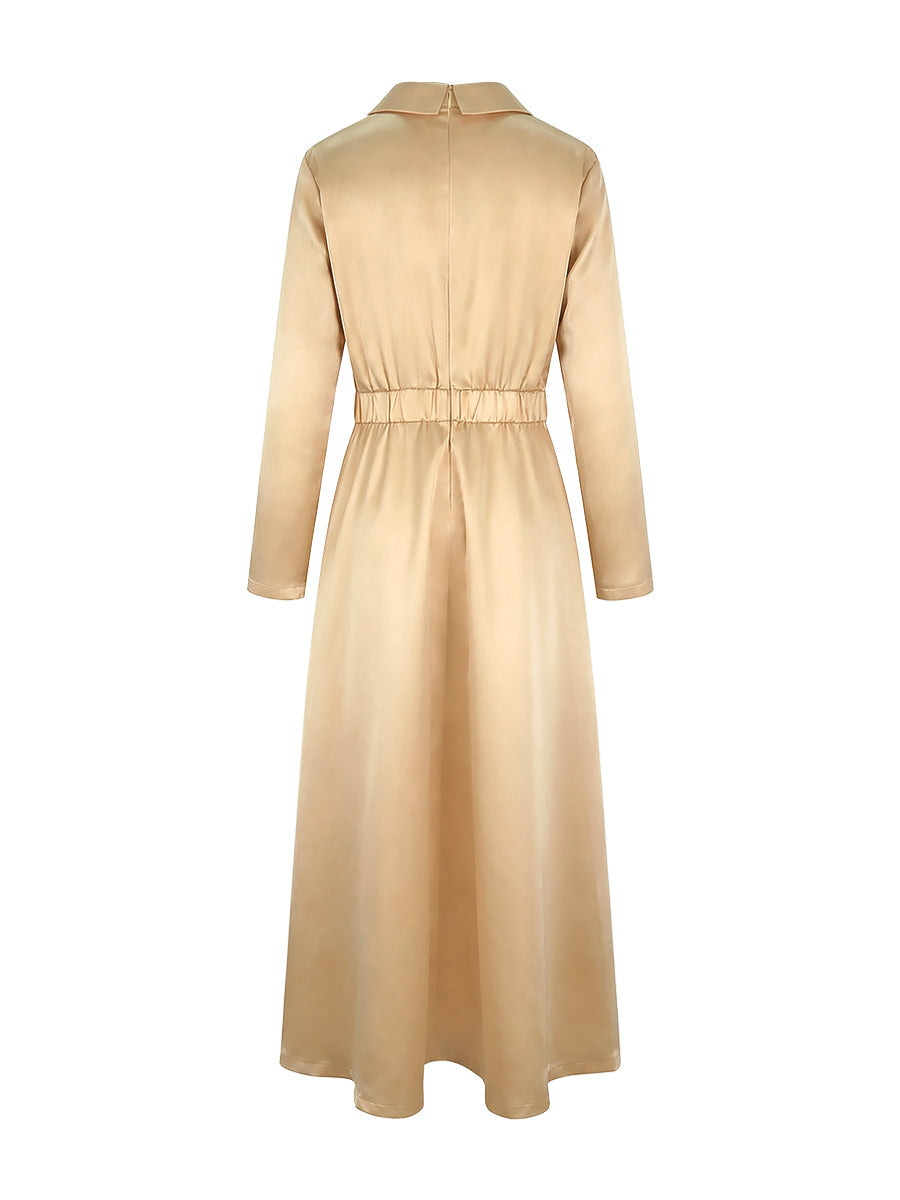 Gold solid colour A-line maxi dress