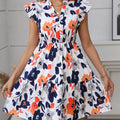 Floral print ruffle hem notched collar mini dress | Alba Muse