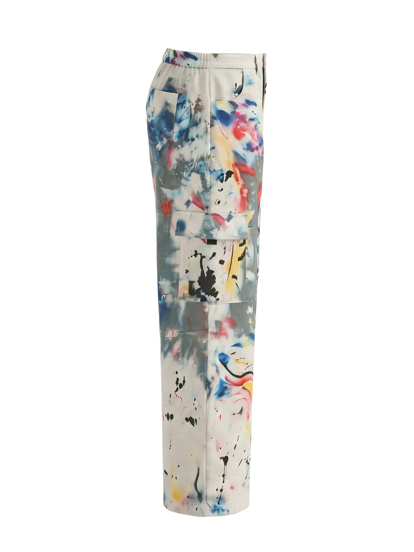 Graffiti Print Wide-Leg High-Waisted Jeans