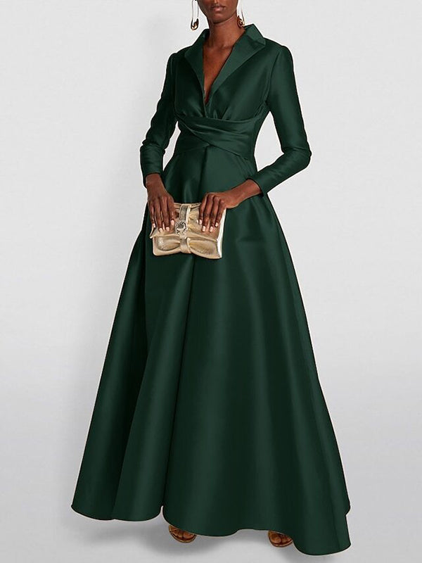 Gold solid colour A-line maxi dress