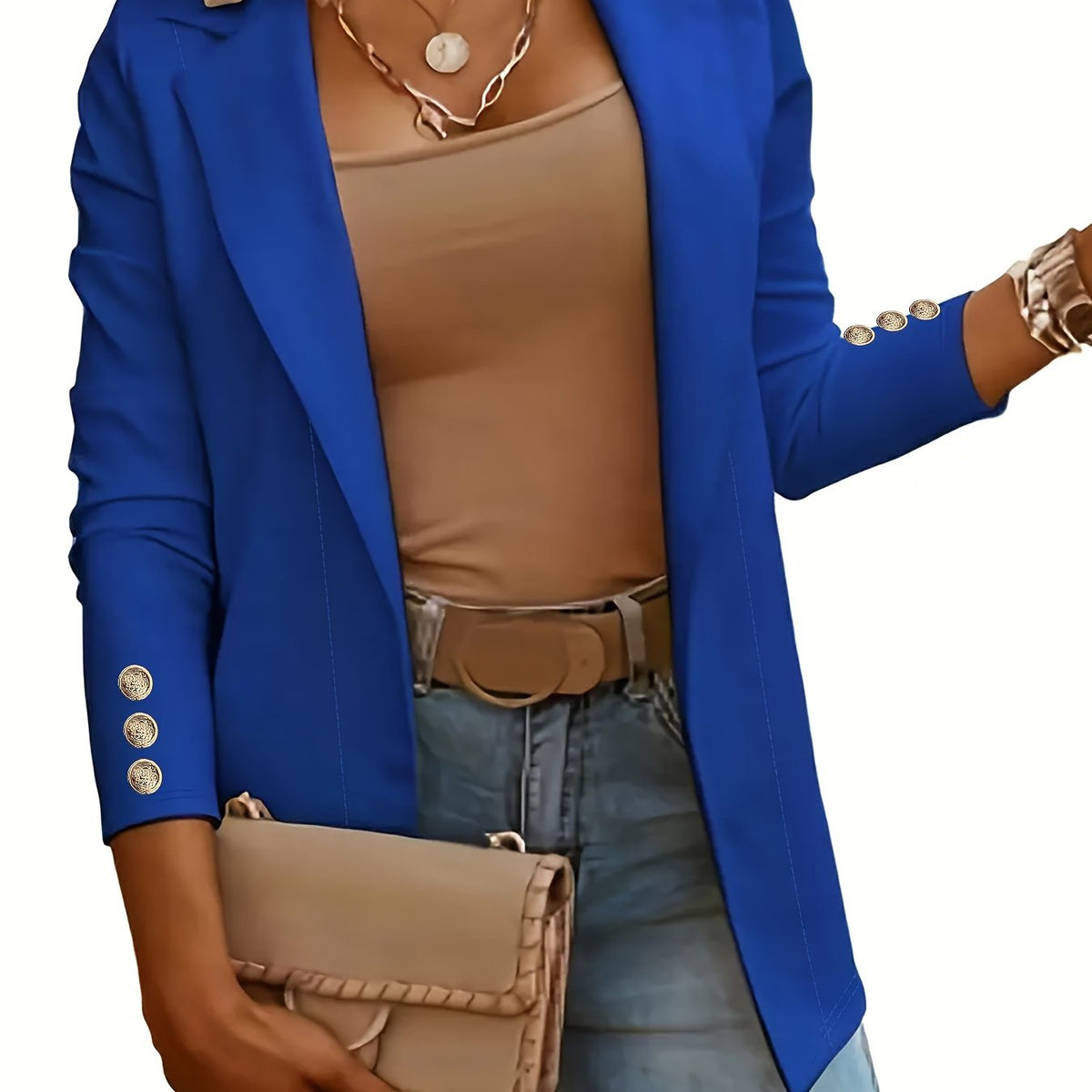 Blue Mid-Length Lapel Coat