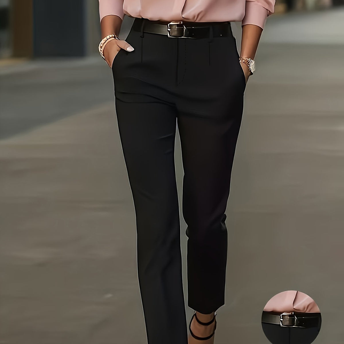 Black high-waisted slim-fit pencil Trousers
