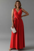 Red satin wrap dress