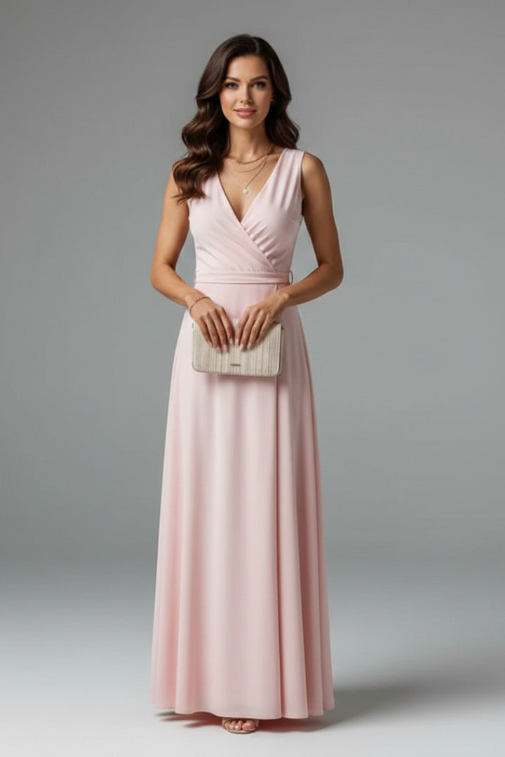 Red satin wrap dress