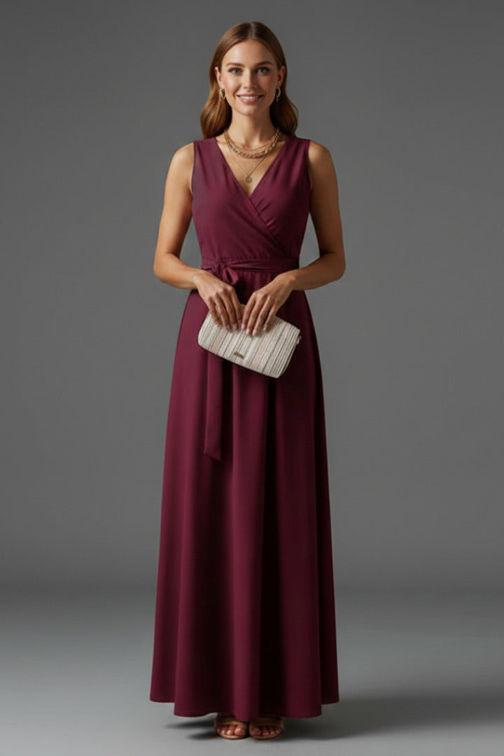 Red satin wrap dress