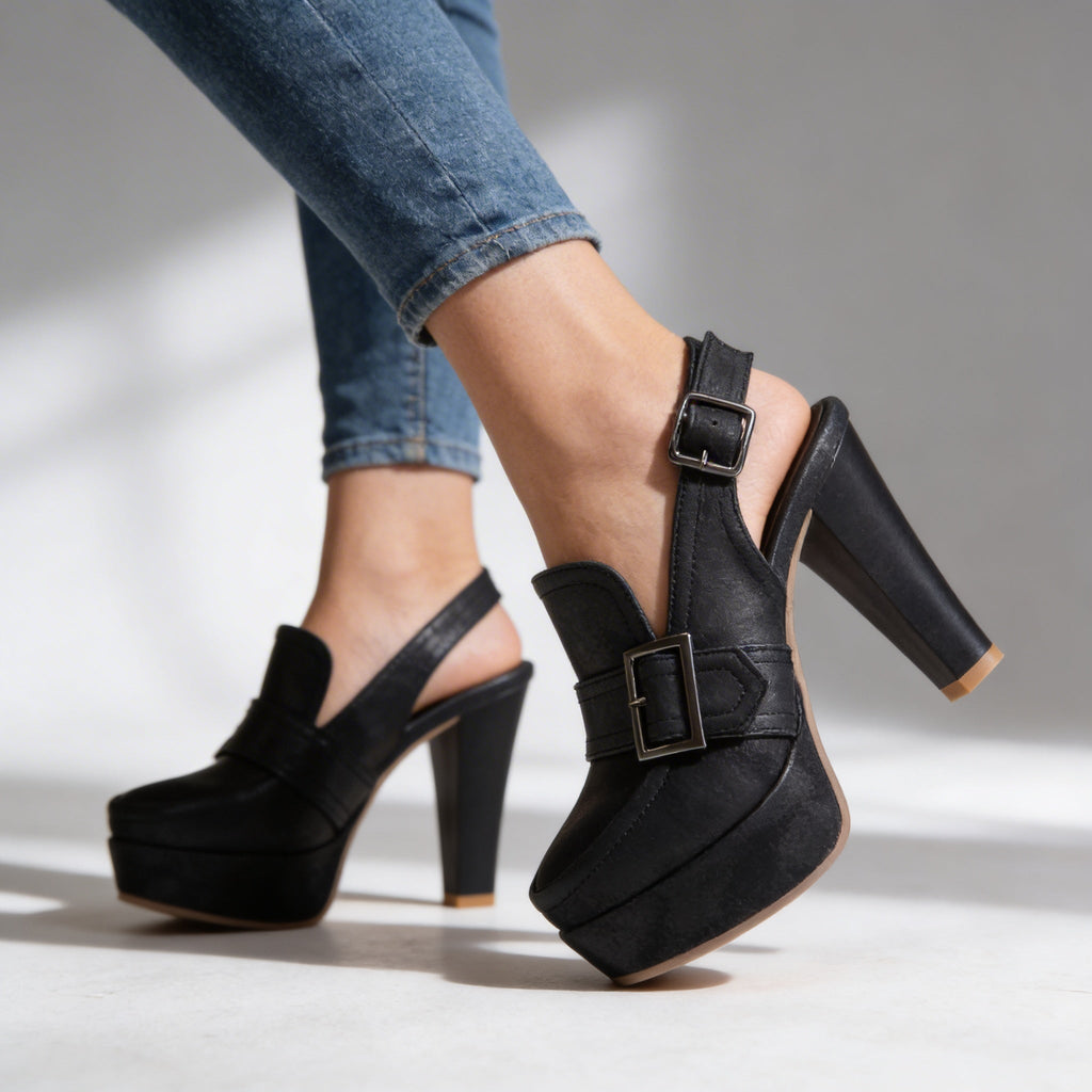 Platform Block Heel Slingback Dress Shoes