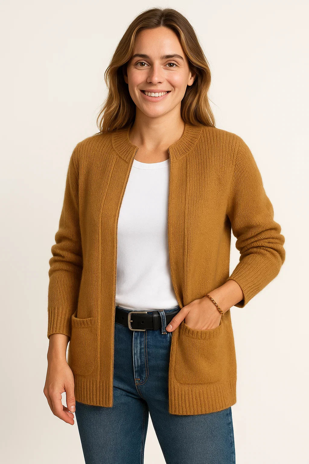 Women's Casual Knitted Jacket Loose Fit With Zip