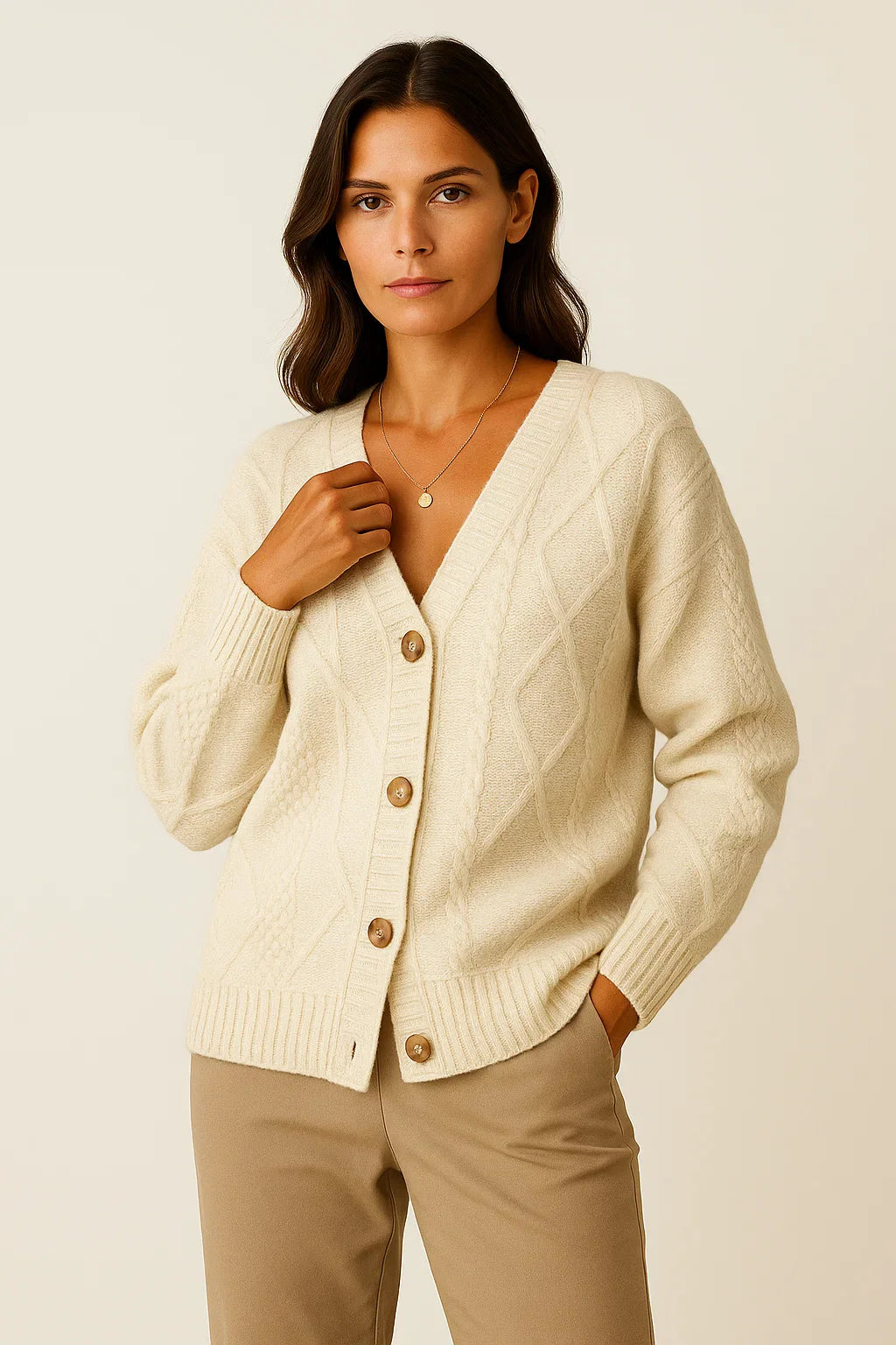 Women's Long Cardigan Soft Silk-Feel Elegant Knit Lightweight