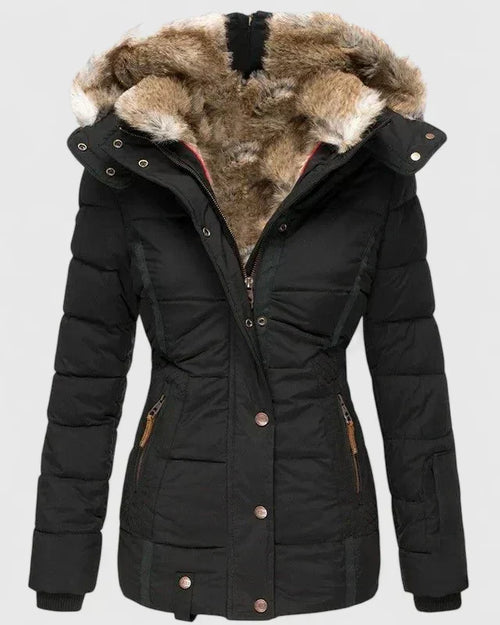 Classic adjustable hood winter coat with practical pockets