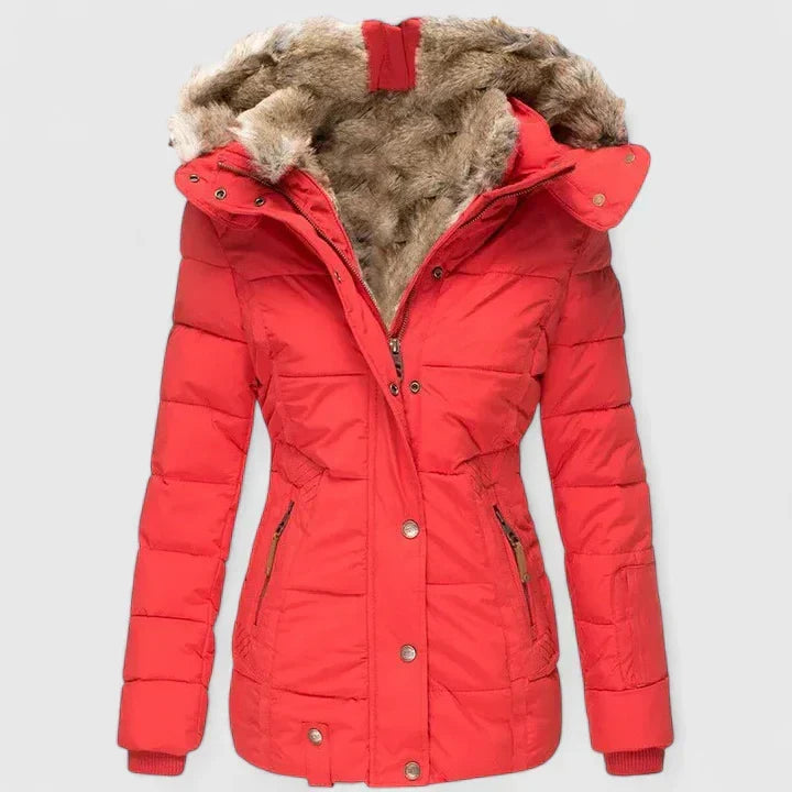 Classic adjustable hood winter coat with practical pockets