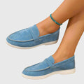 Orthopaedic comfort loafers in sky blue, front view