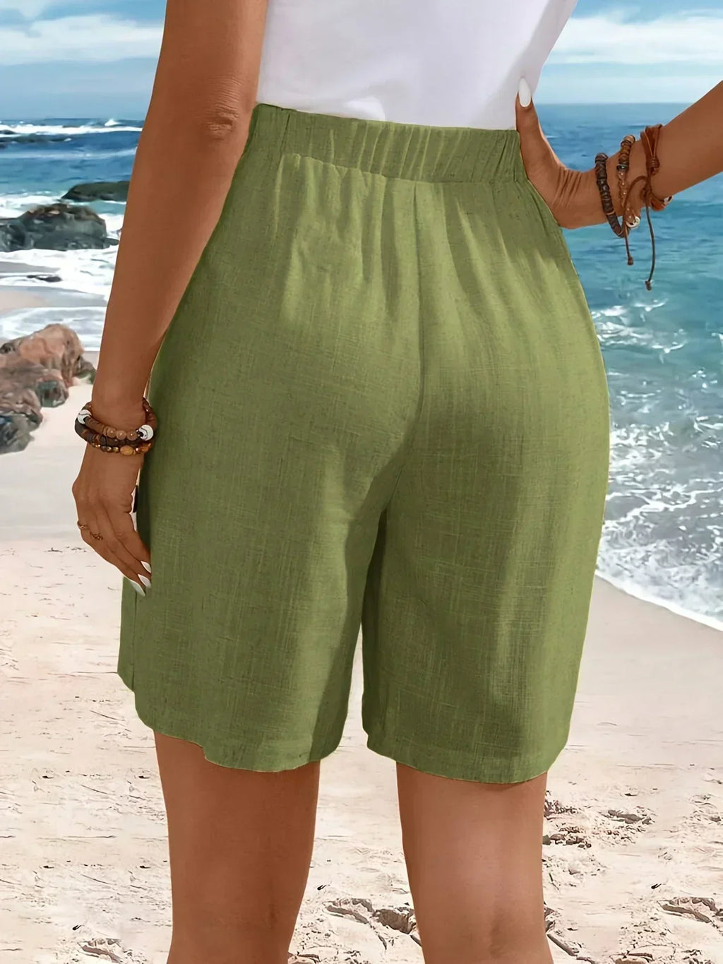 Button side relaxed fit shorts, lifestyle view