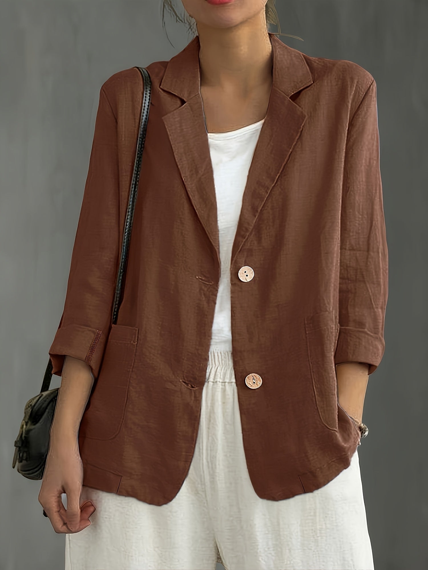 Classic Linen Blazer with Patch Pockets
