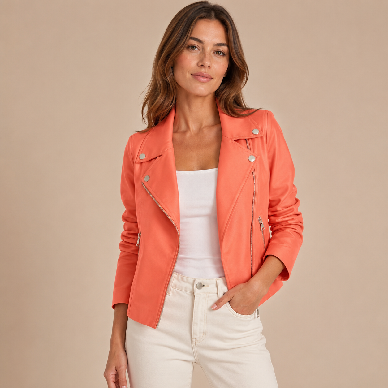 Green faux leather jacket