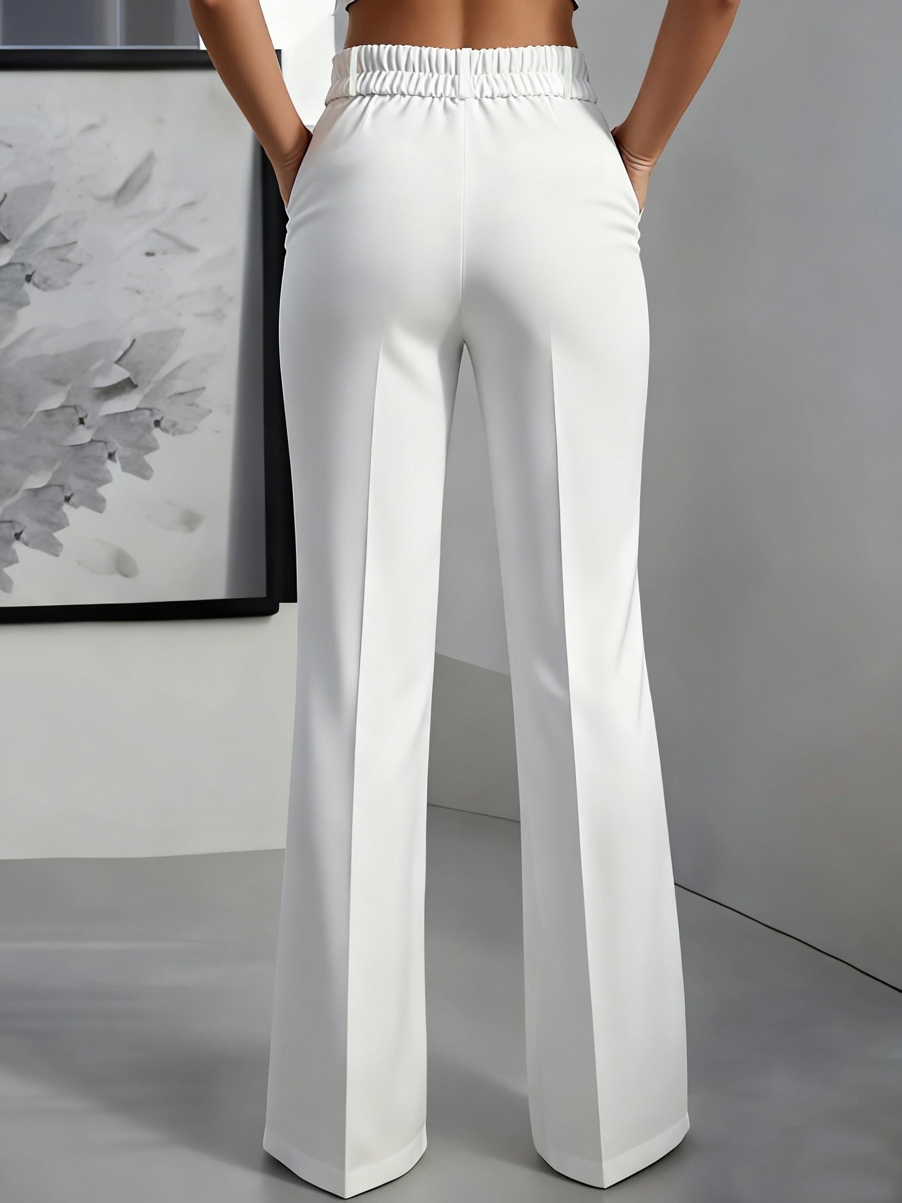 White tailored high-rise wide-leg Trousers