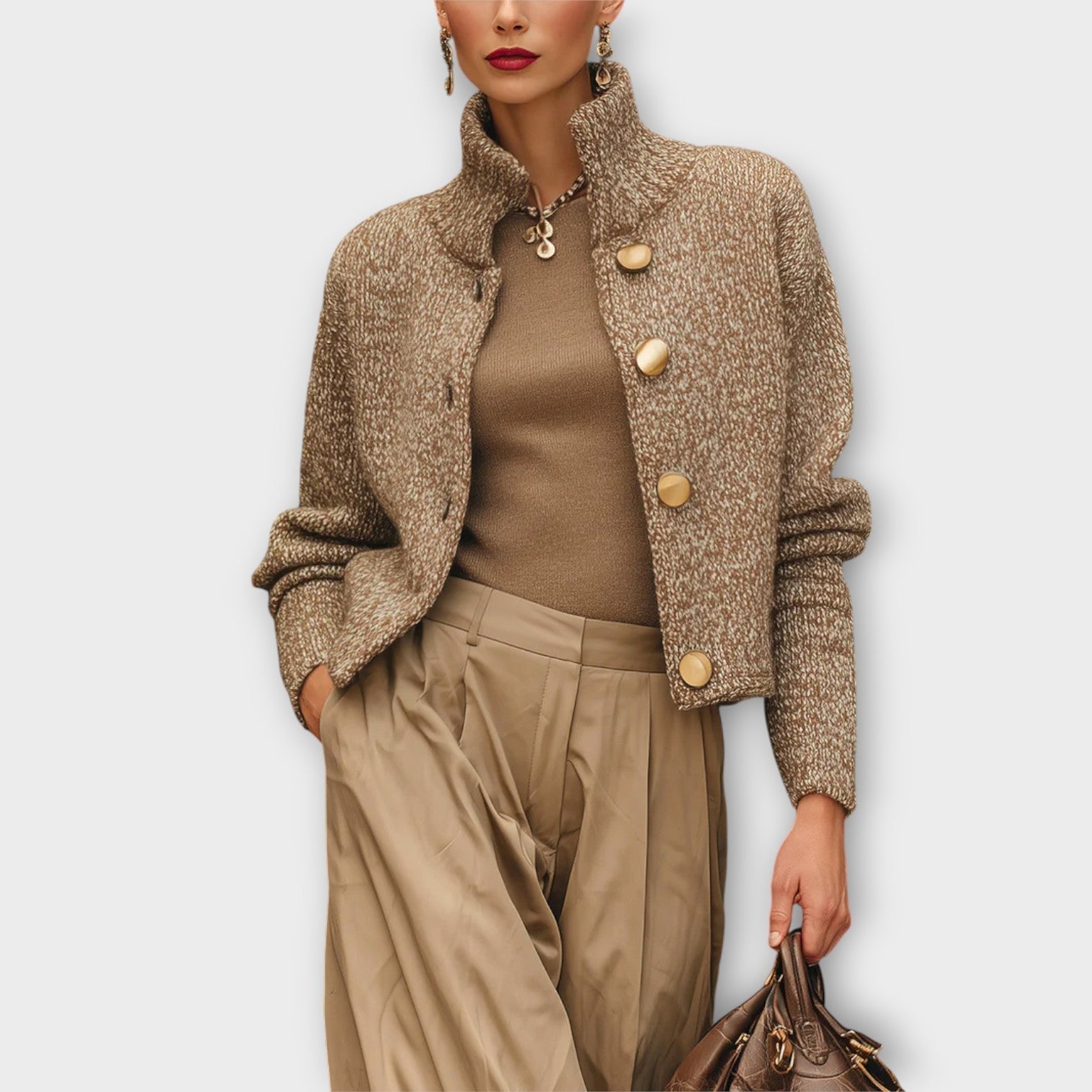 Women's Textured Knit Button-Up Jacket