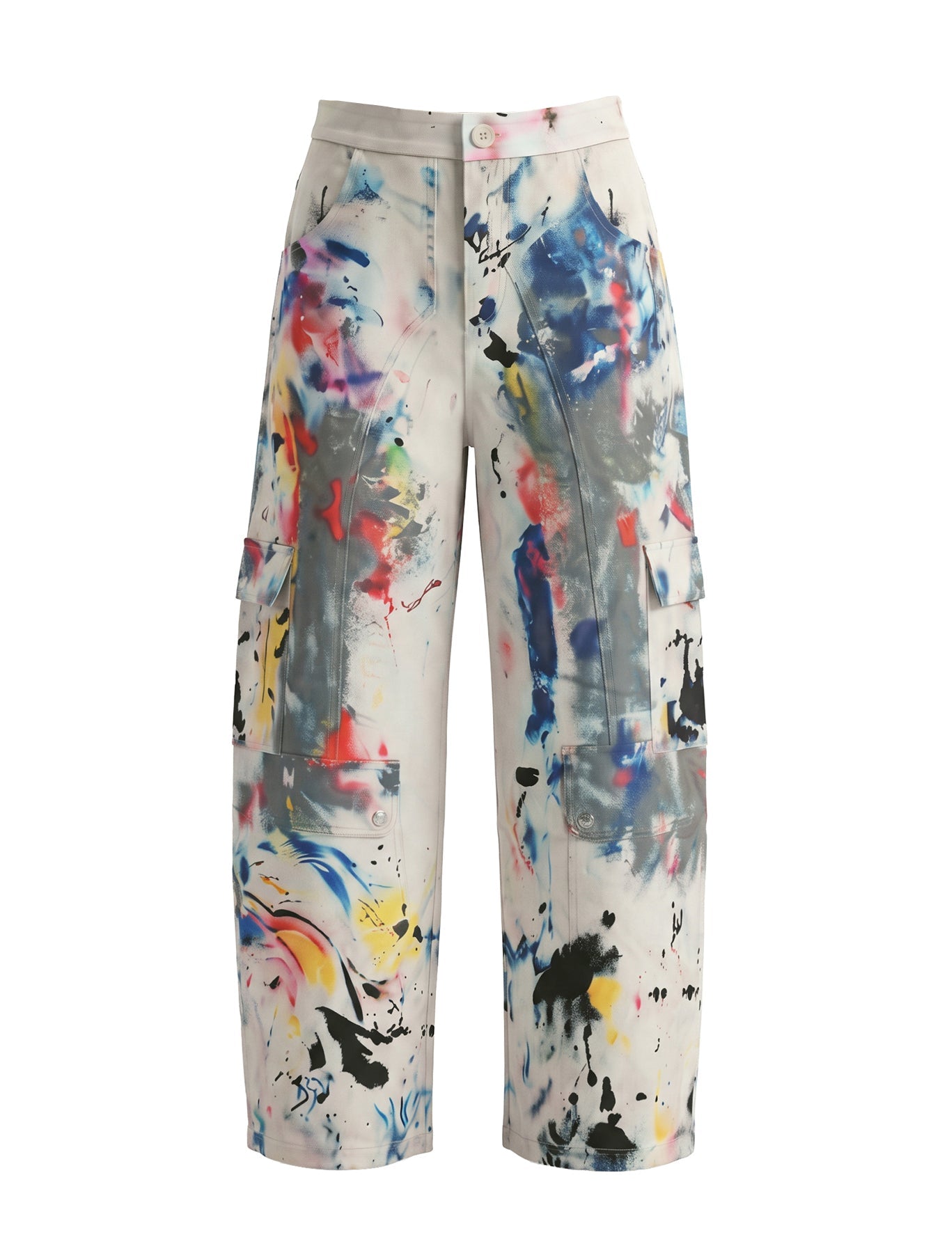 Graffiti Print Wide-Leg High-Waisted Jeans