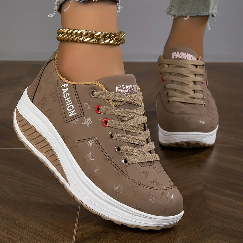 Black platform lace-up trainers