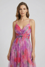 Women's maxi floral dress in alternate colour, front view