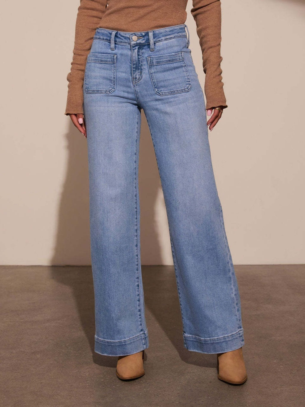 High-Waist Wide-Leg Stretch Jeans