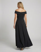 Women's off-shoulder formal occasion maxi dress, full length back view