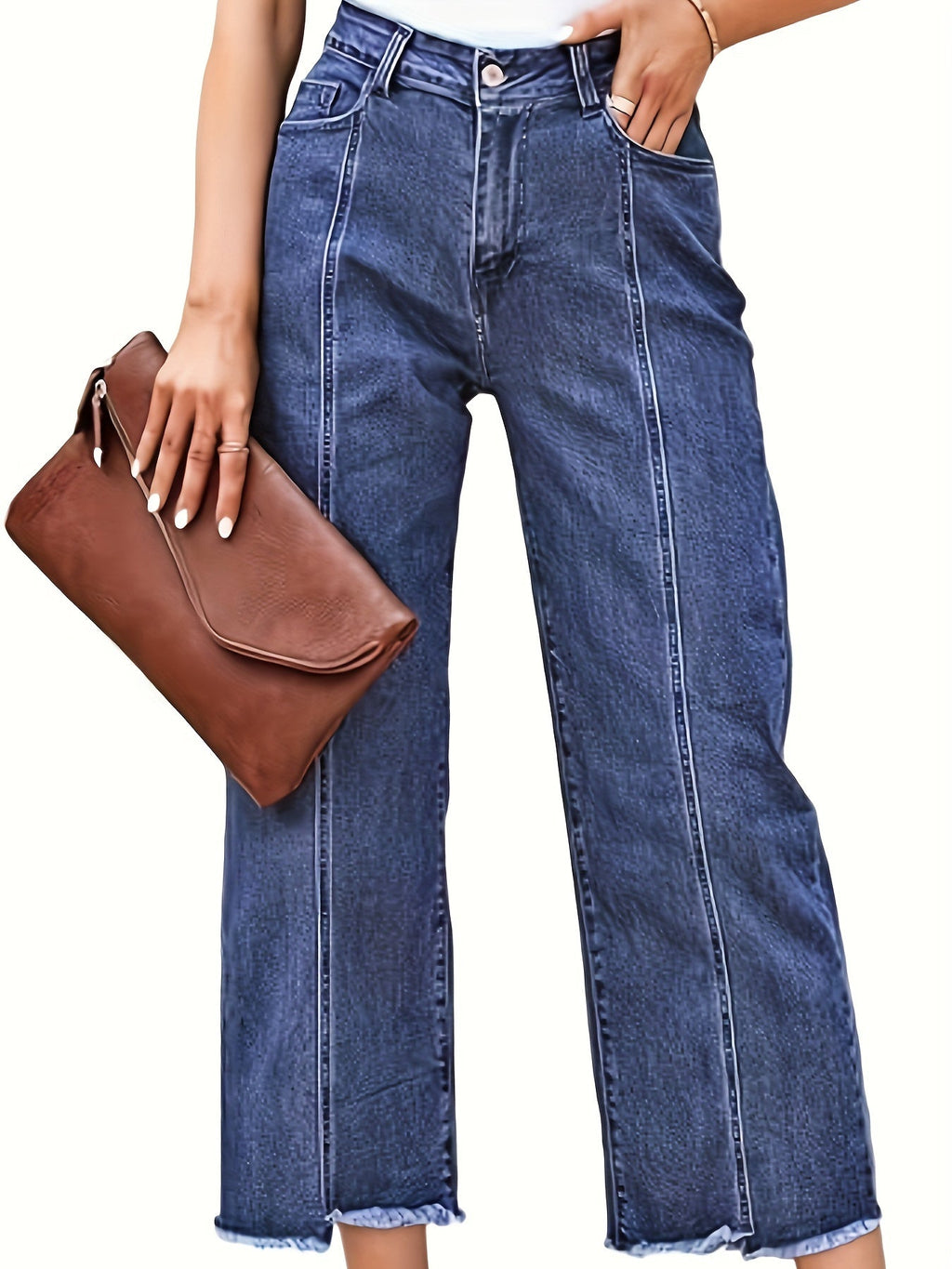 High-Waist Cropped Straight-Leg Jeans