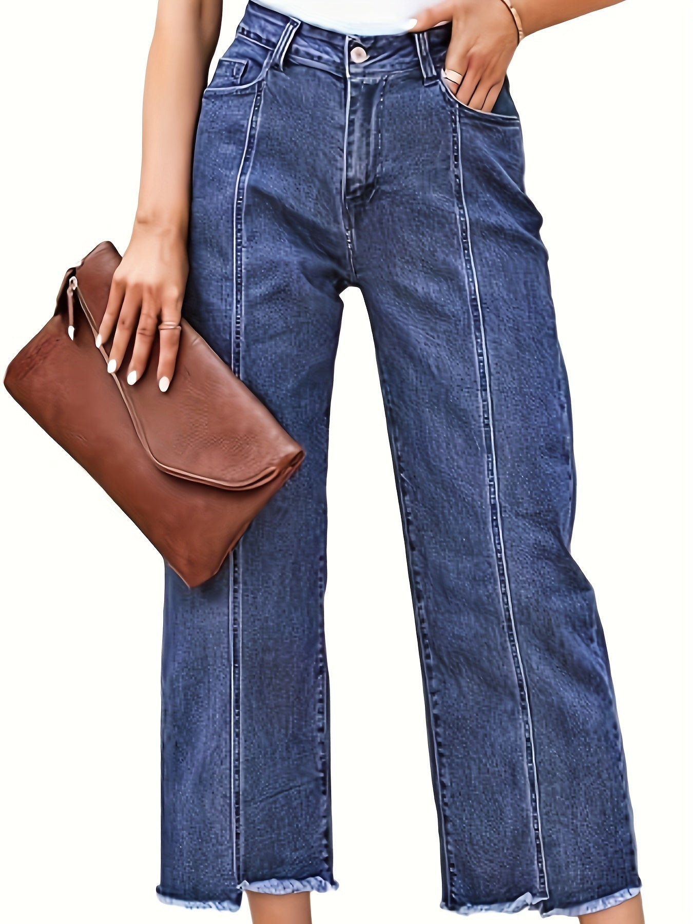High-Waist Cropped Straight-Leg Jeans