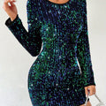 Mixed Colours Sequin Round Neck Mini Dress