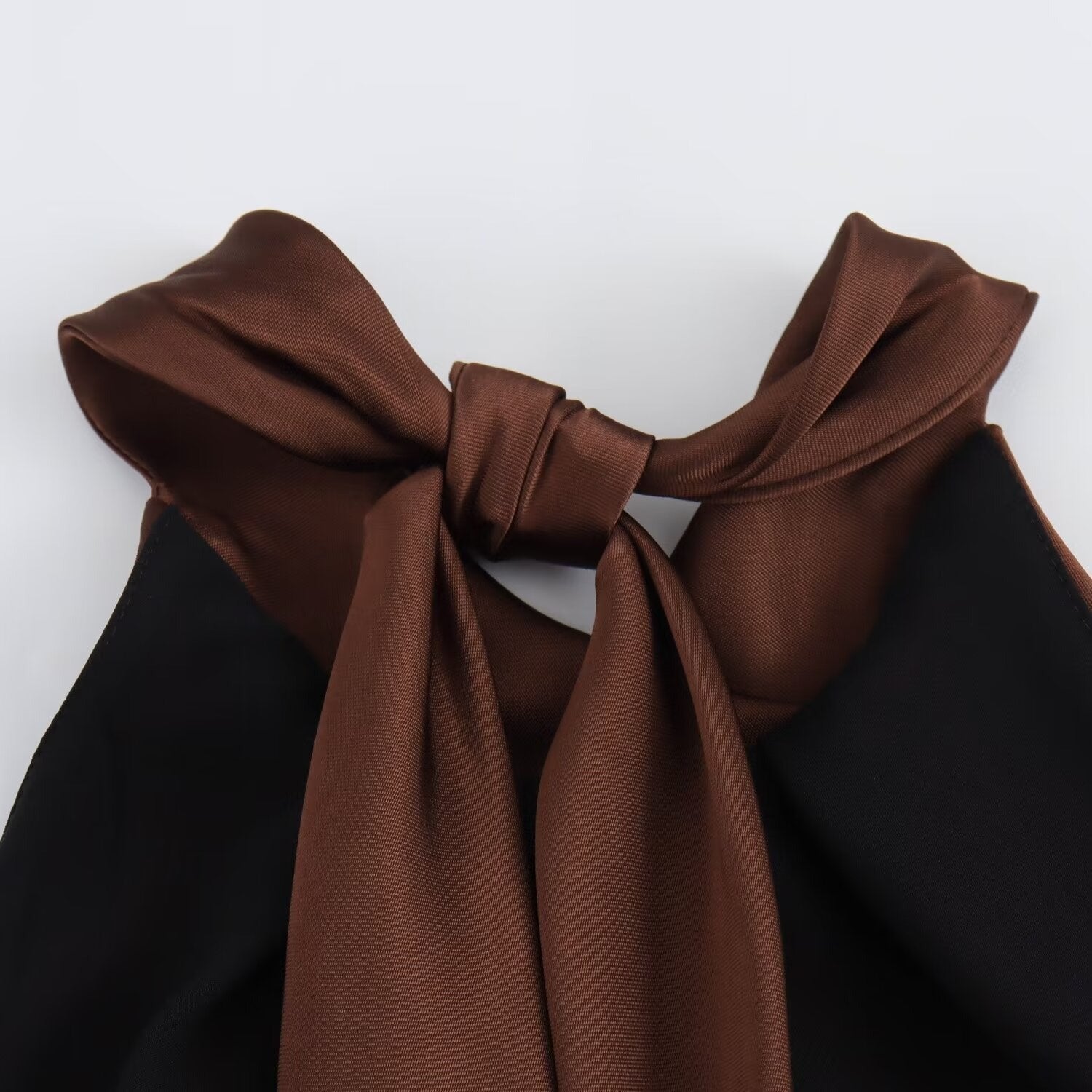 Brown satin halter dress