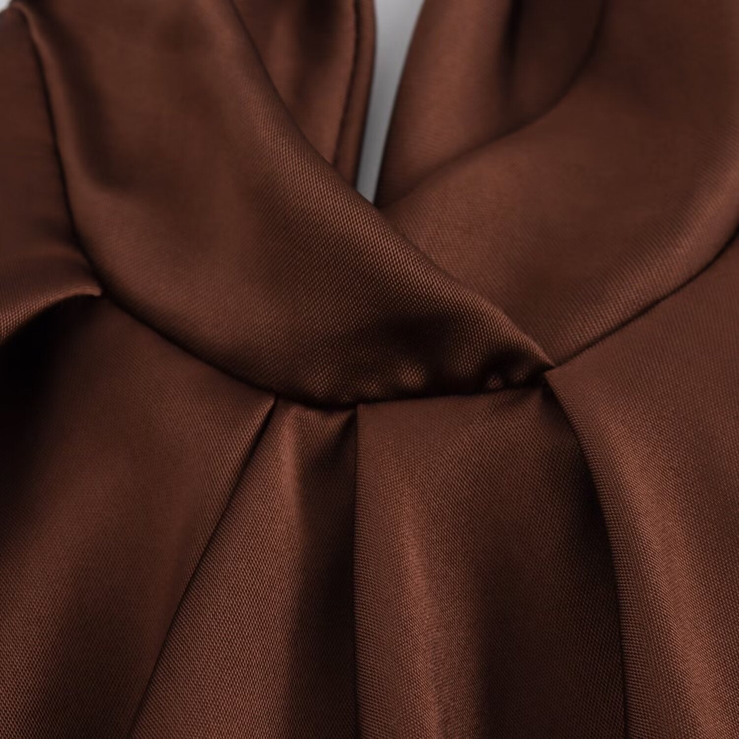 Brown satin halter dress