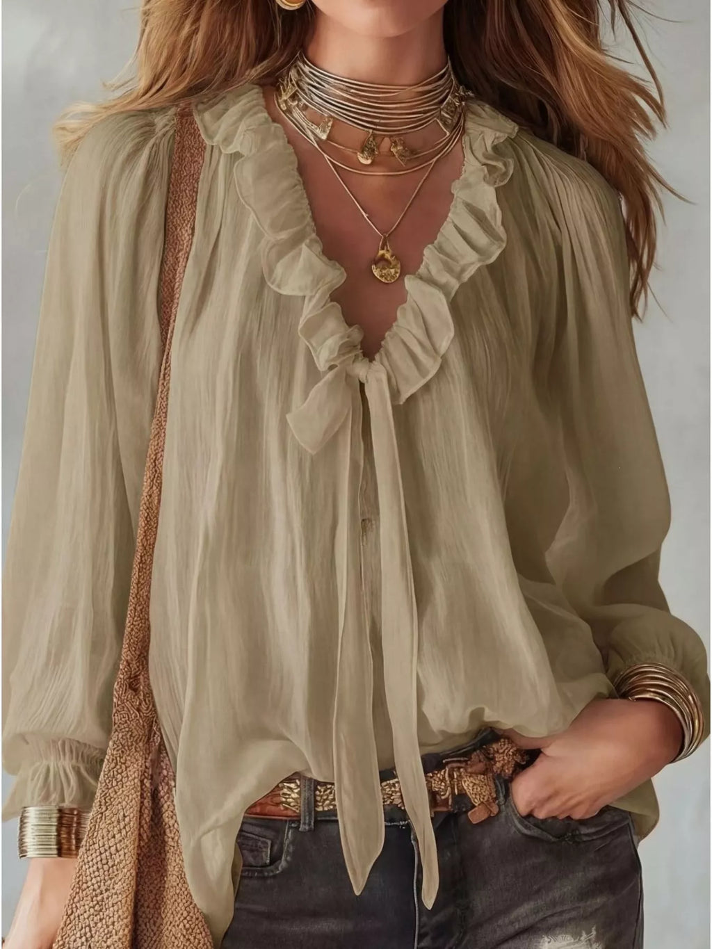 Ruffle Long Sleeve Blouse