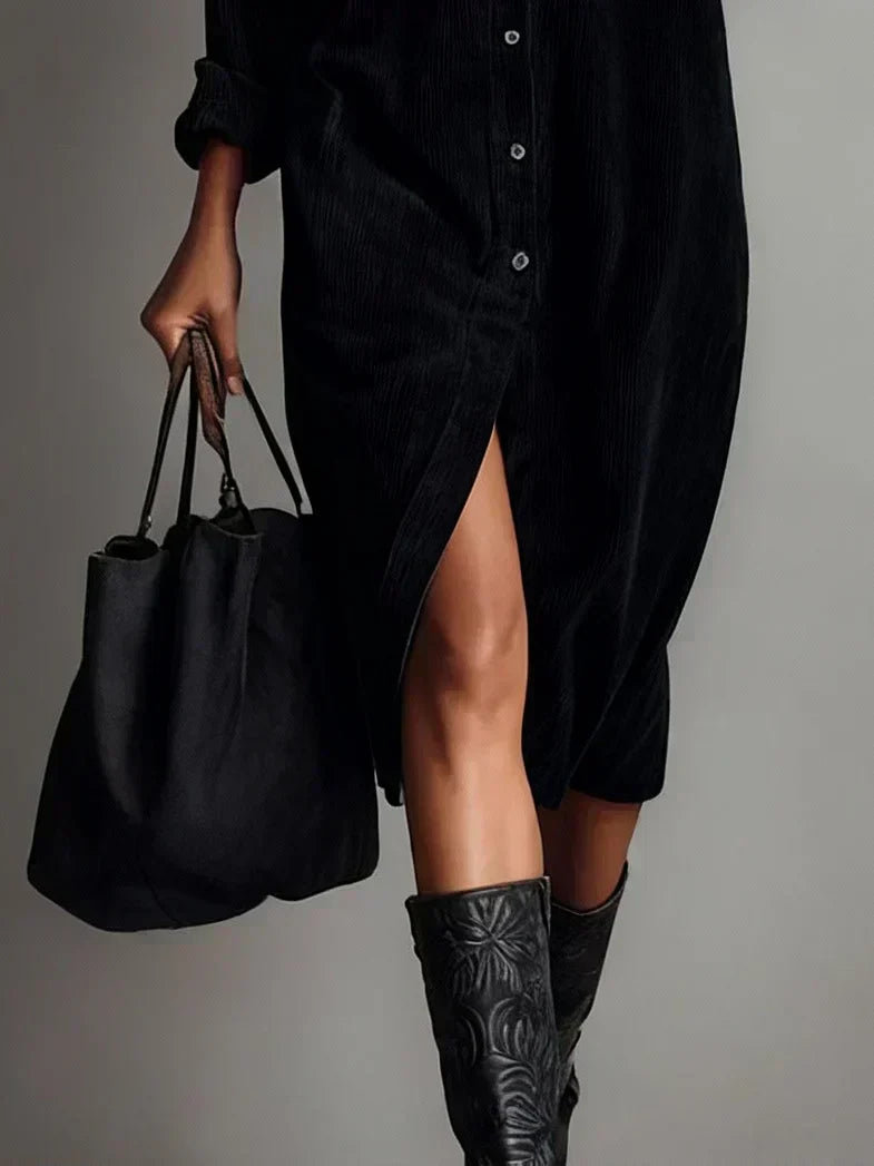 Women's chic flared hem dress, third colour side view