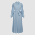 Women's long pleated dress with belt, third colour side view