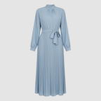Women's long pleated dress with belt, third colour side view
