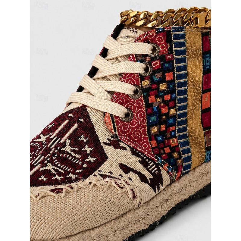 Red boho woven pattern Trainers
