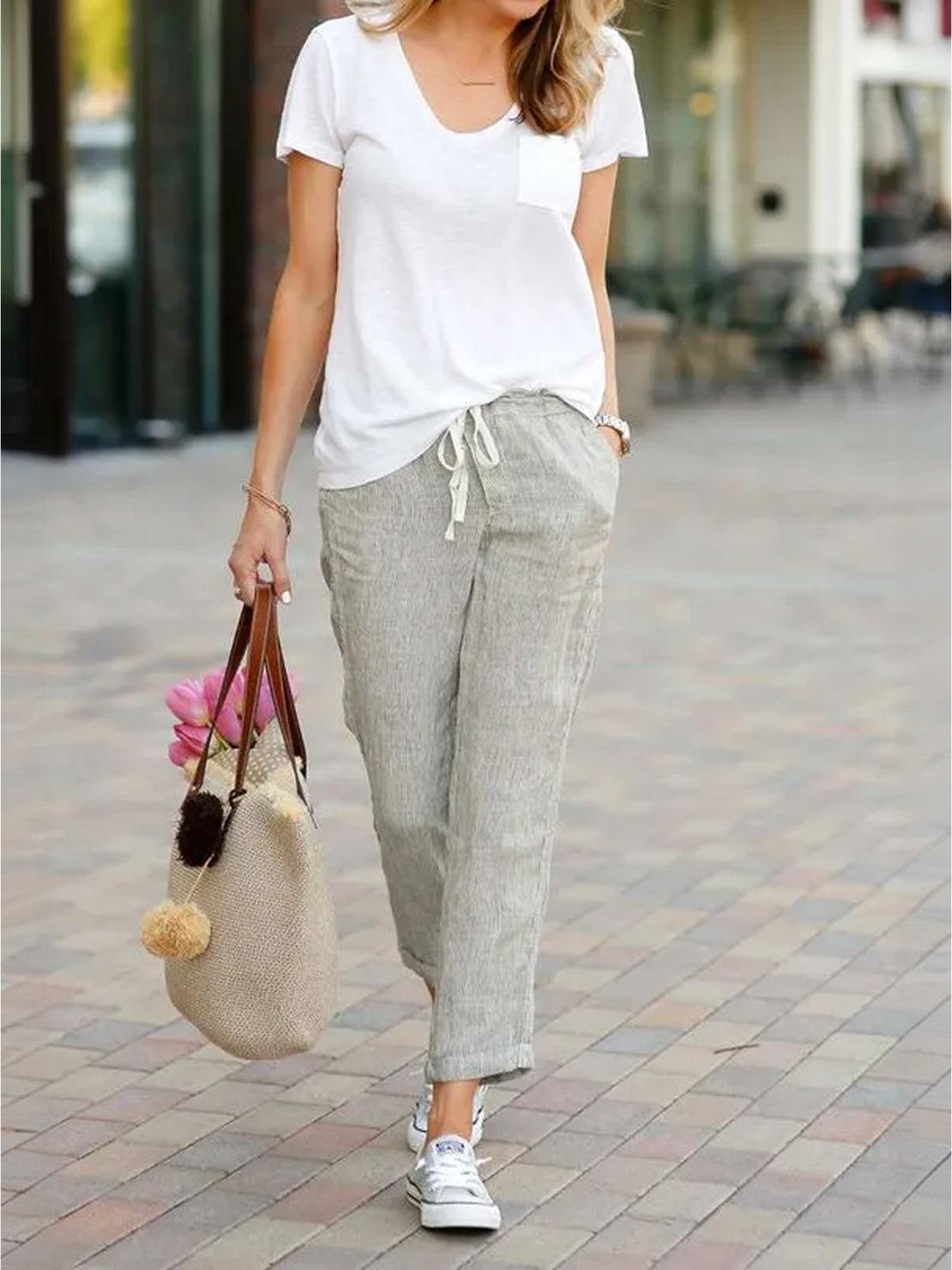 Women's slim trousers drawstring waist | Alba Muse