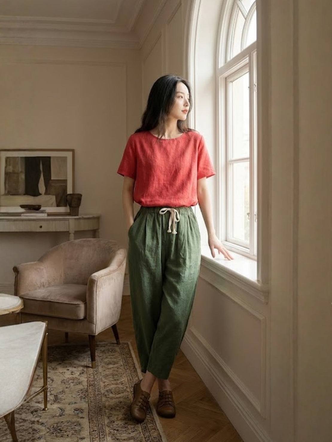 Drawstring Slim Fit Trousers