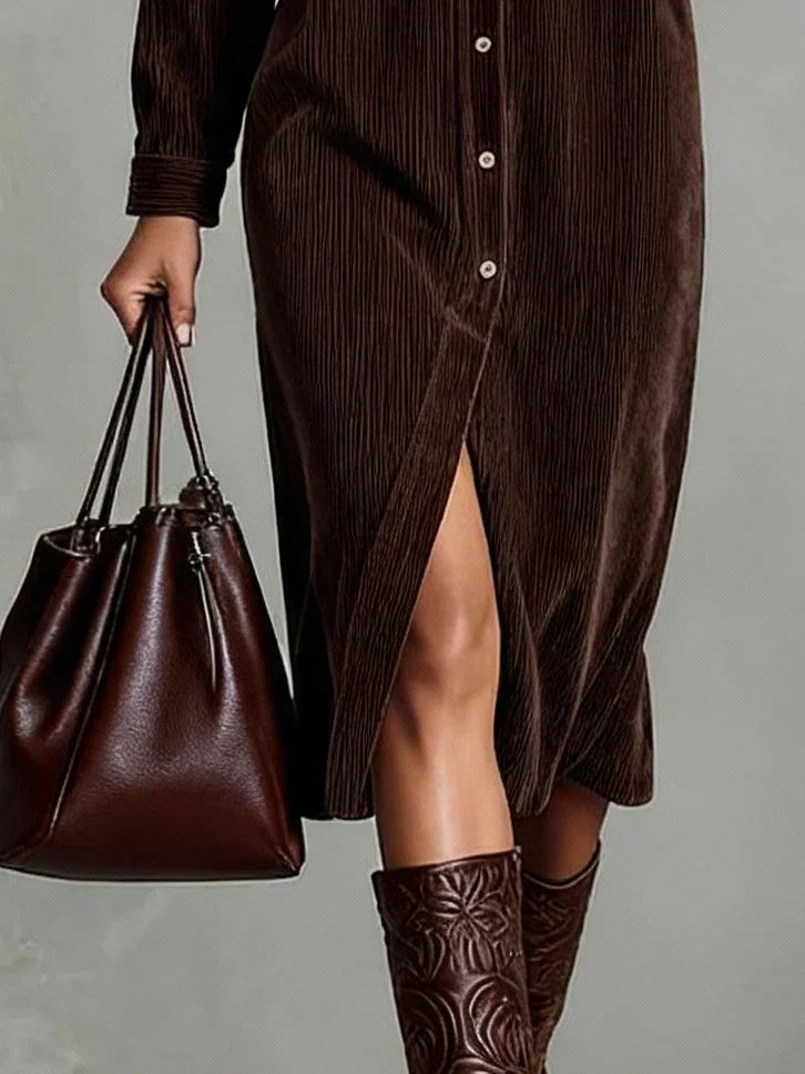 Women's chic flared hem dress, second colour back view