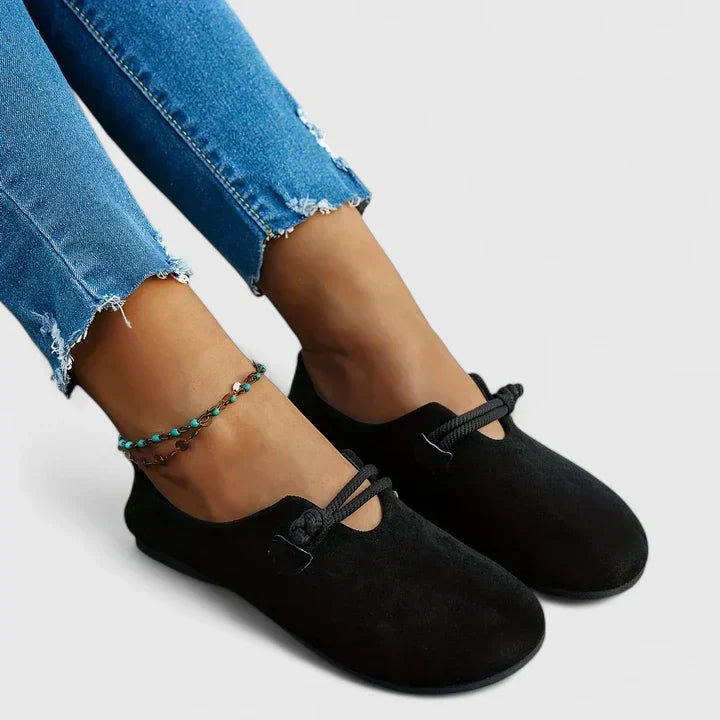 Women's orthopaedic ergonomic loafers, back view showing heel support