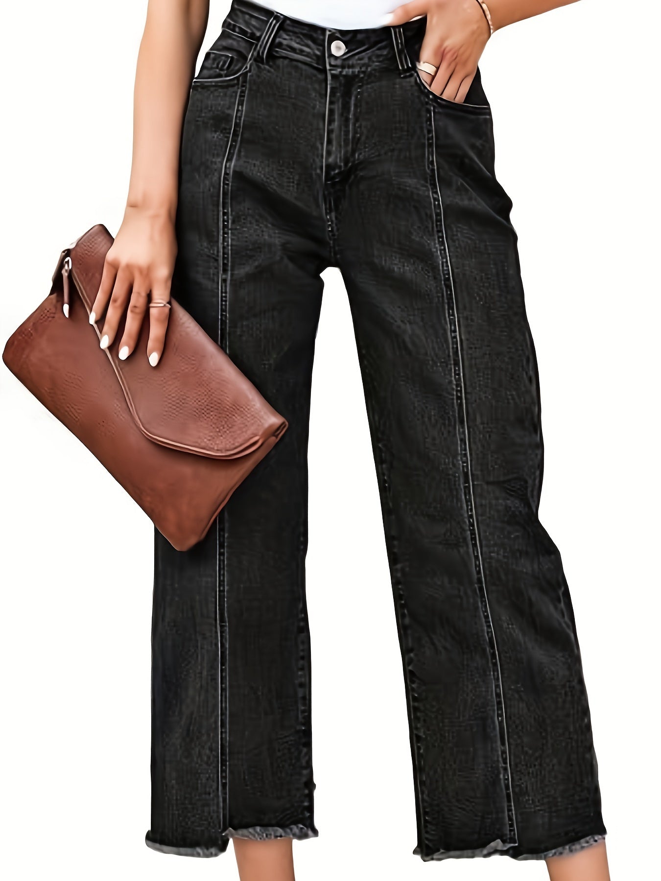 High-Waist Cropped Straight-Leg Jeans