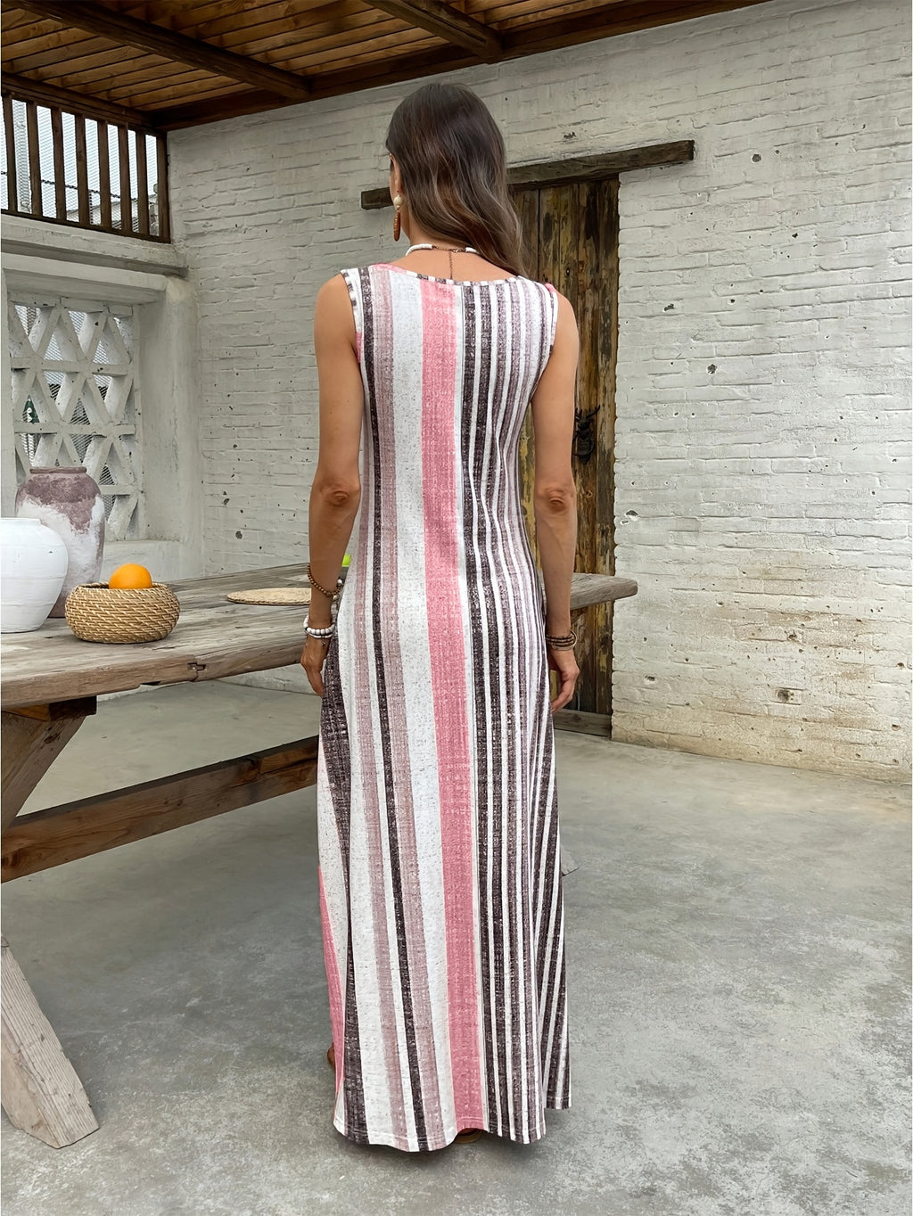 Vibrant Printed Casual Midi Dress in Multicolour, styled view