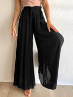 Women's drawstring wide leg pants, fourth colour front view