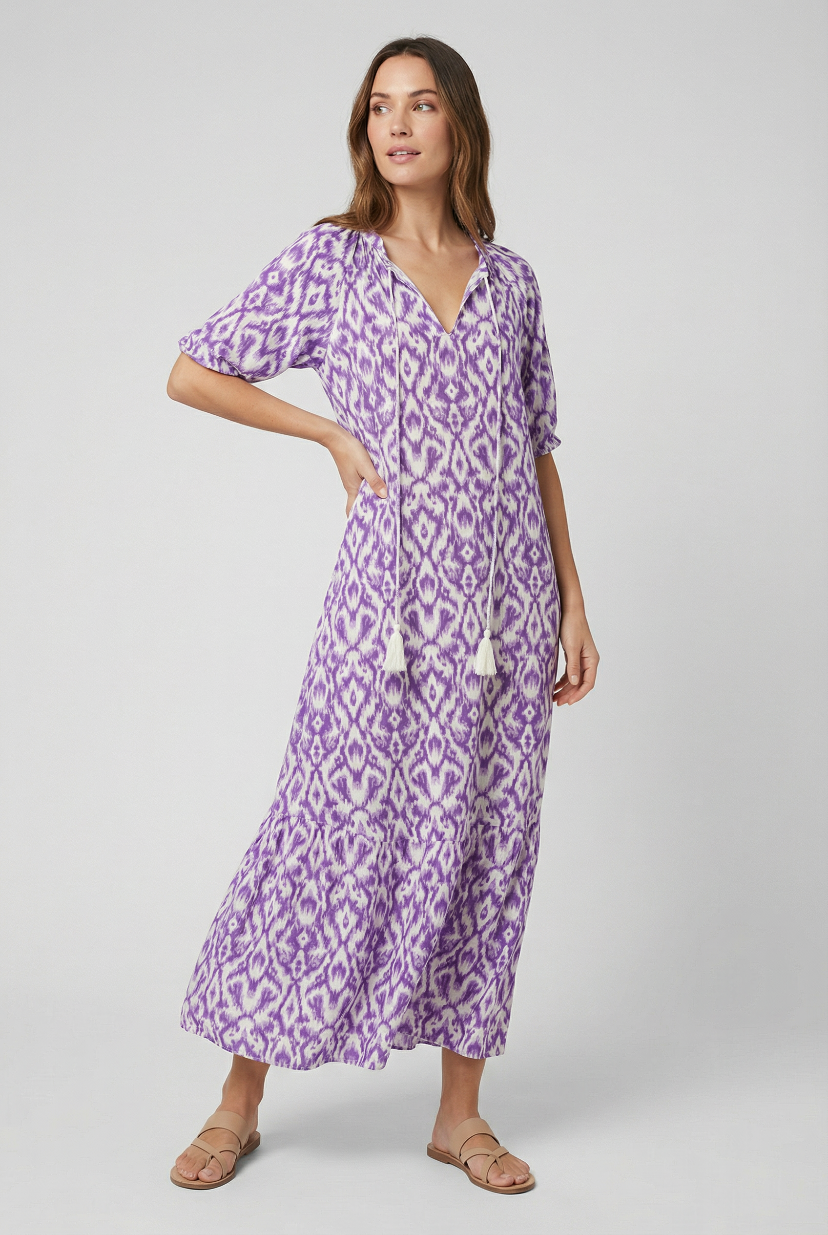 Women's Floral Print V-neck Maxi Dress