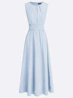 Light blue sleeveless A-line chiffon maxi dress – full length front view