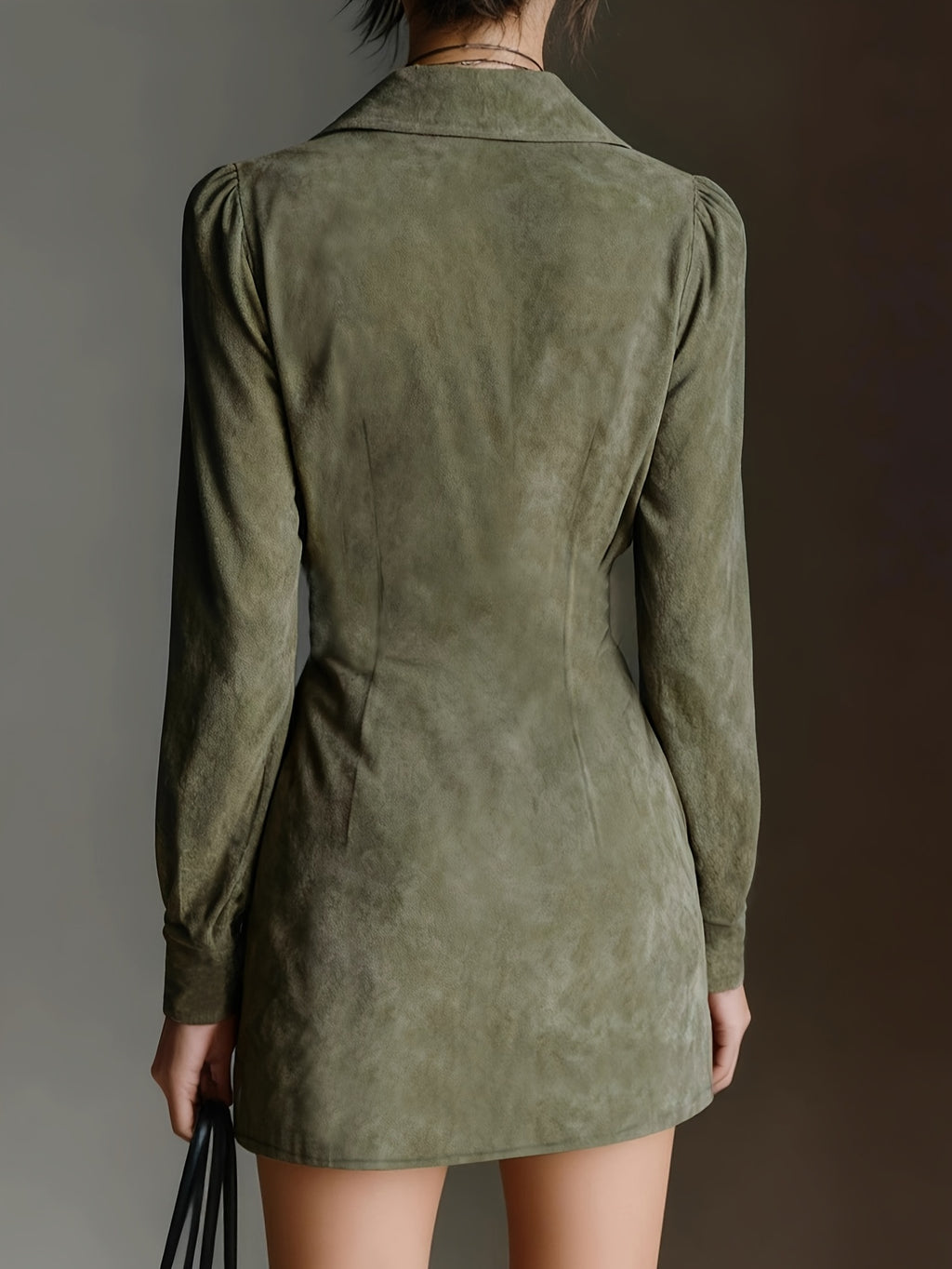 Fern Green Fringe Wrap Mini Dress