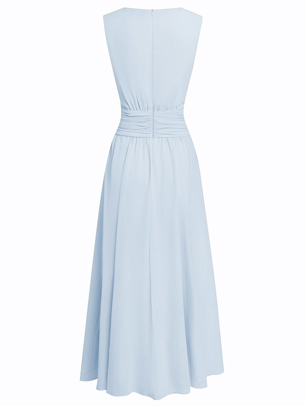 Women's chiffon A-line maxi dress – light blue skirt detail and movement