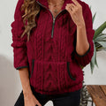 Burgundy half-zip jumper, front view